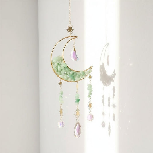 Green Aventurine Half Moon Prism Suncatcher