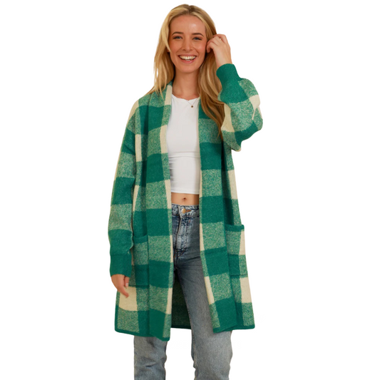 Emerald Check Knitwear Cardigan