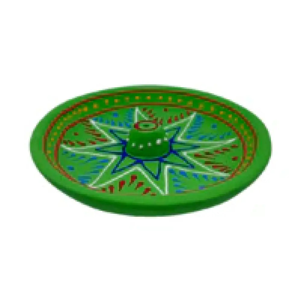 Hand painted Henna Clay Incense Holder GREEN Incense Holder