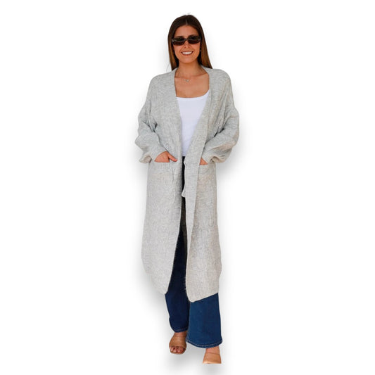 Divine Comfort Supersoft Cardi Long Knit Grey