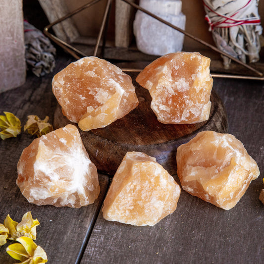 Orange Calcite Crystal Roughs