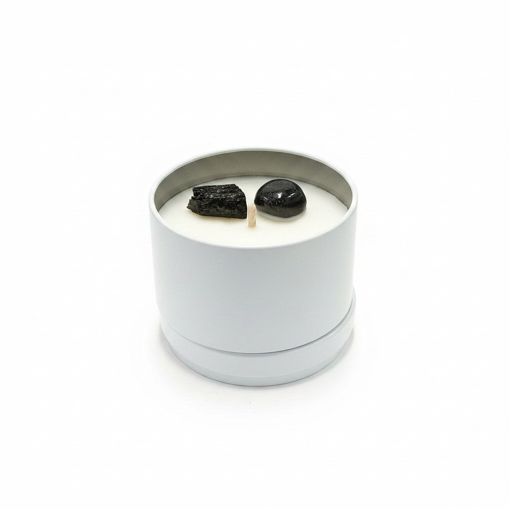 PROTECTION Intention Soy Candle Tin - Black Tourmaline / Black Fig & Guava
