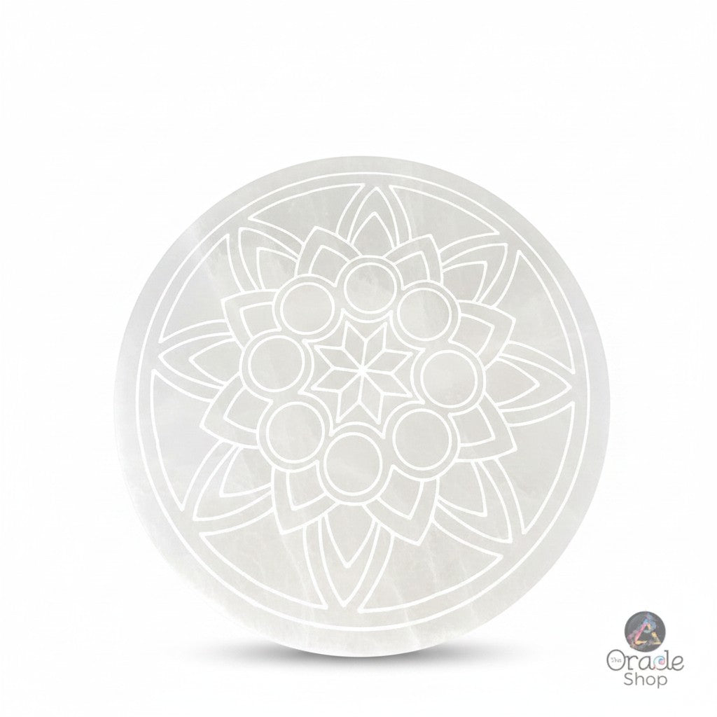 Selenite "Flower" Round Plate 10cm