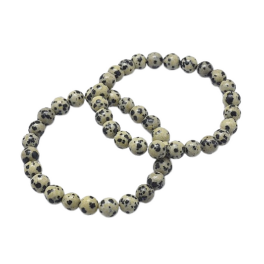 Dalmatian Jasper Crystal Bead Bracelet