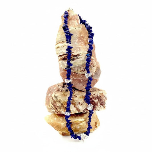 Lapis Lazuli & Clear Quartz Chip Necklaces
