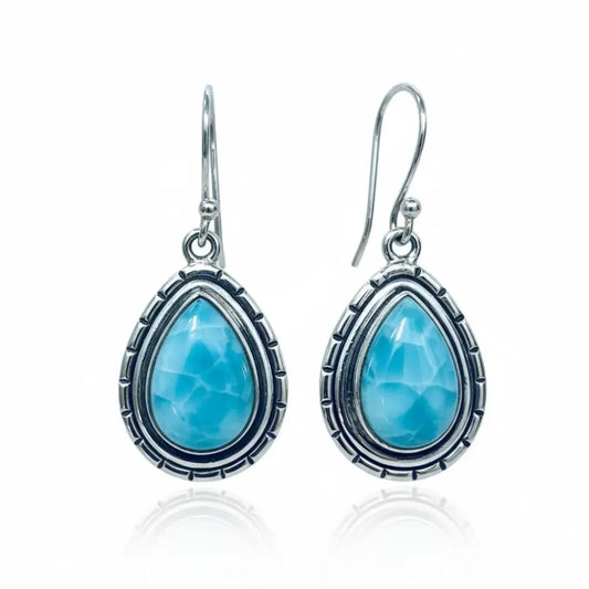 Larimar Teardrop Silver Earrings Earrings