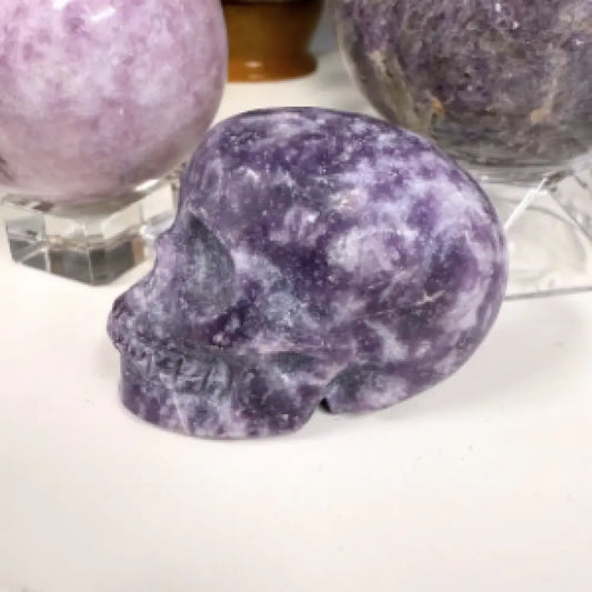 Lepidolite Skull carved crystal