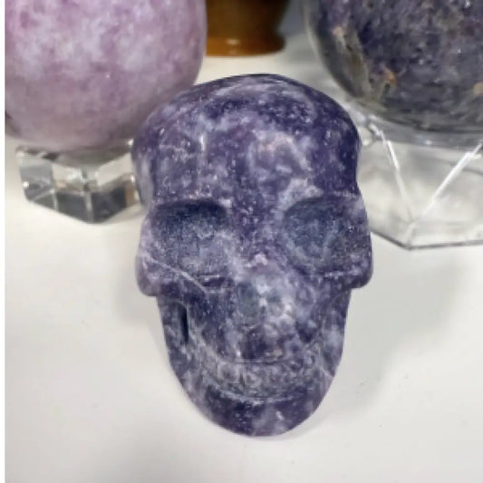 Lepidolite Skull carved crystal