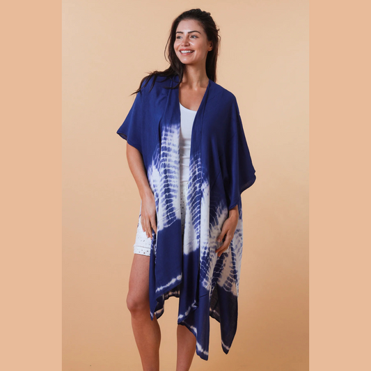 Wrap Top - Navy Tie Dye