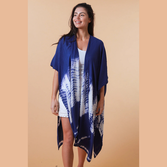 Wrap Top - Navy Tie Dye