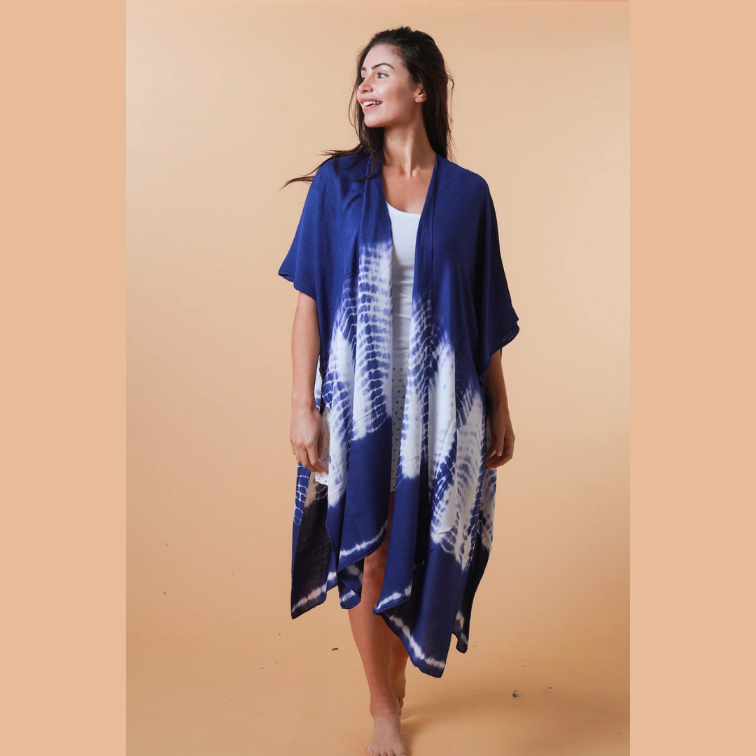 Wrap Top - Navy Tie Dye