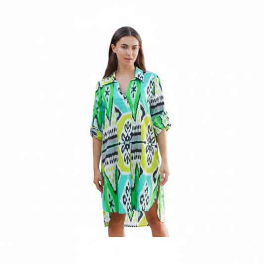 Marco Shirt Dress Parker Ikat Lime Dresses