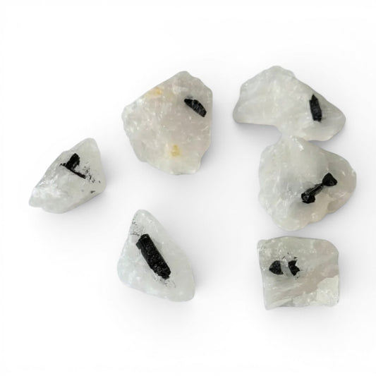 Black Tourmaline in Clear Quartz Rough Medium