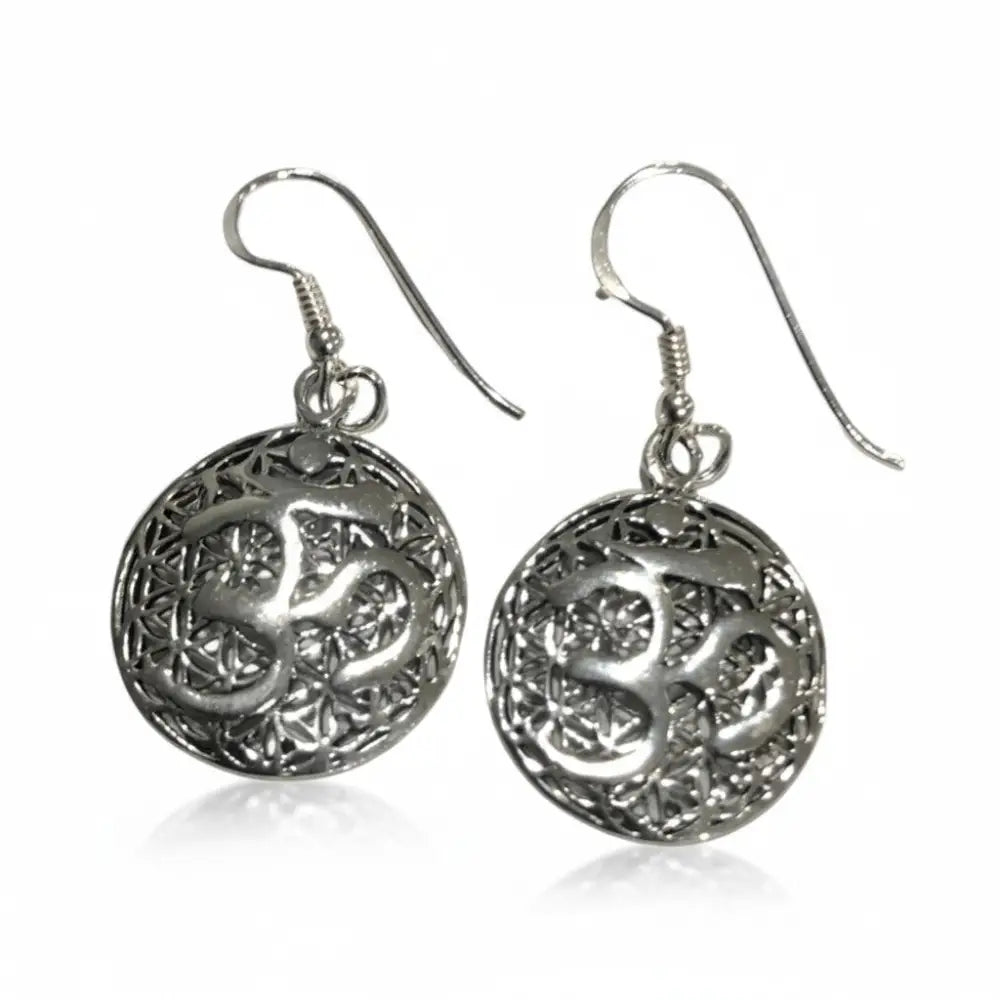 Om Silver Circle Earrings Earrings