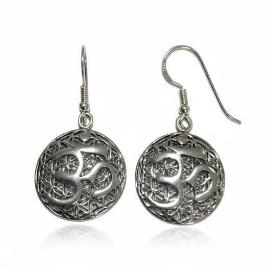 Om Silver Circle Earrings Earrings