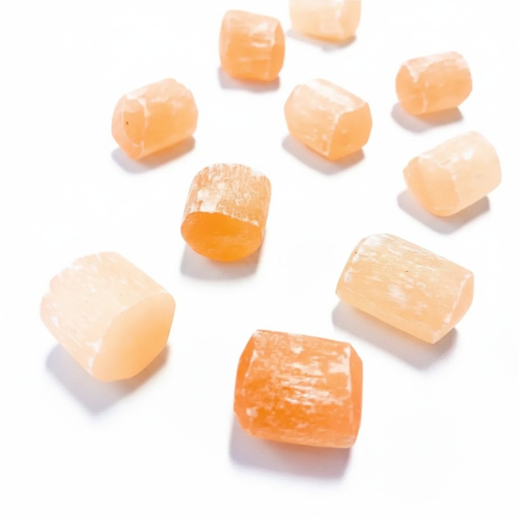 Peach Selenite Crystals Tumble ~ Soothes Anxious Energy & Boosts Peace