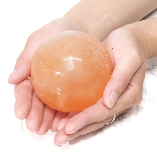 Peach Selenite Sphere 001 crystal bowl