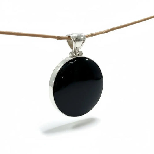 Power Shell Reversible Pendant Black Power Shell in Silver Charms & Pendants