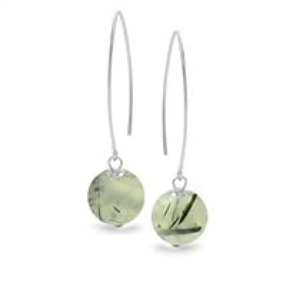 Prehnite Hair Silver Earrings Earrings