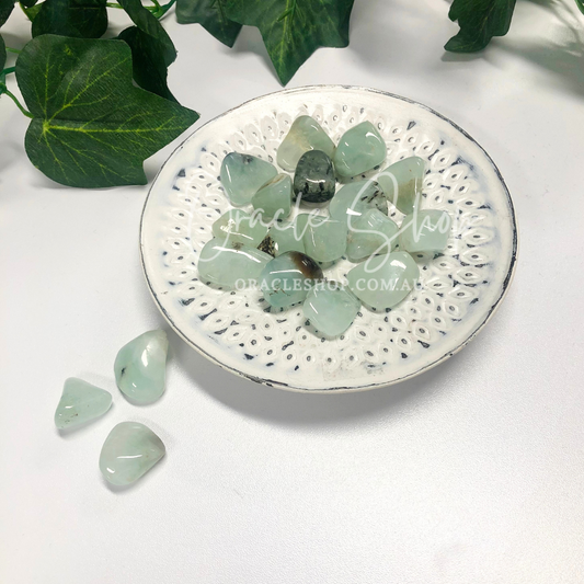 Prehnite Hair Crystal Tumbled ~ Healer Stone & Prophecy Stone