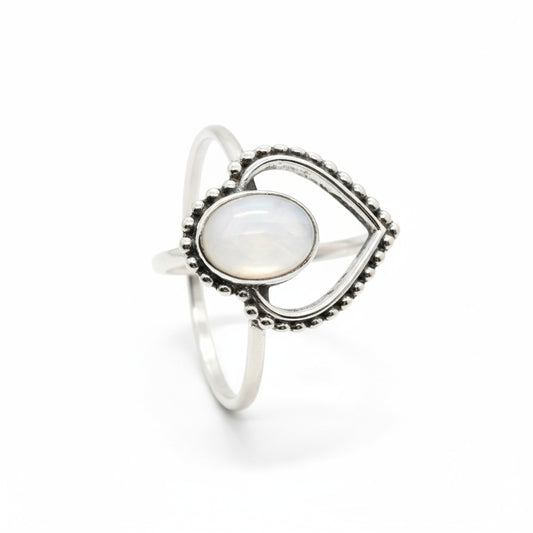 Moonstone Heart Ring in Silver