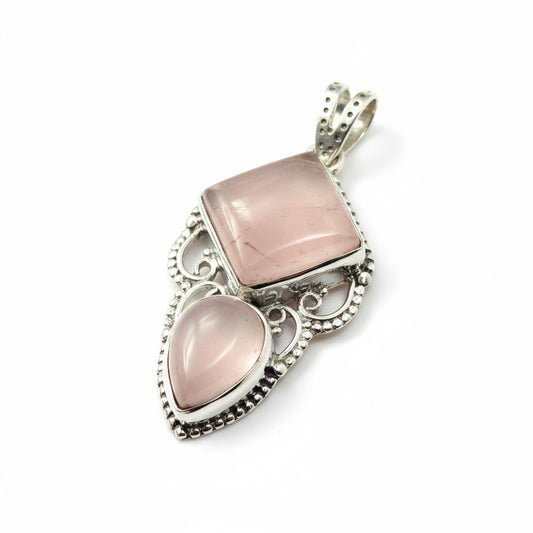Rose Quartz Isis Silver Pendant