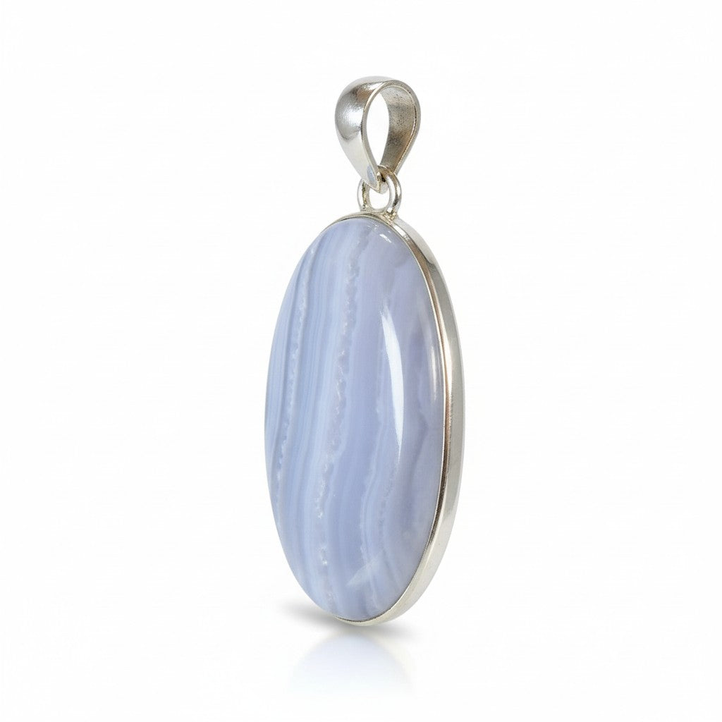 Blue Lace Agate Cabochon Pendant