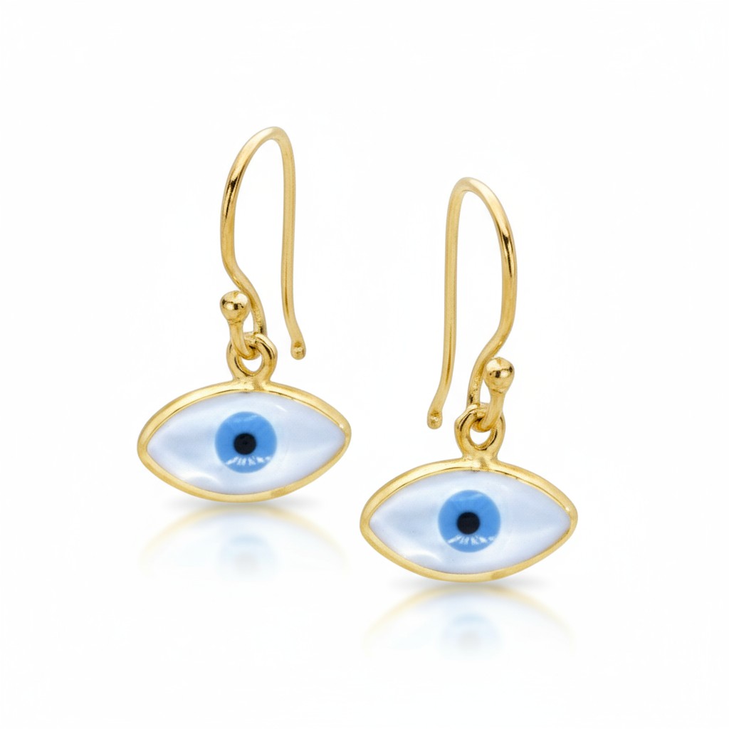 Eye of Horus Yellow Gold Plated Earrings Drop