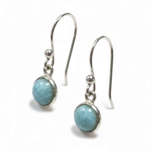 Larimar Silver Round Earrings