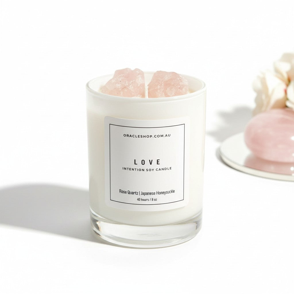LOVE Intention Soy Candle - Rose Quartz / Japanese Honeysuckle