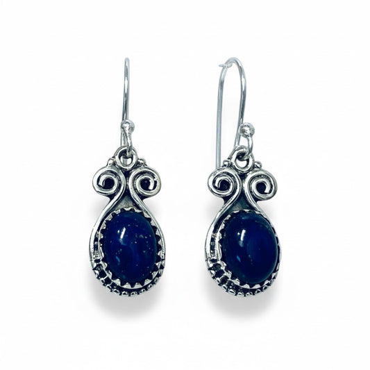 Lapis Lazuli Oval Silver Earrings