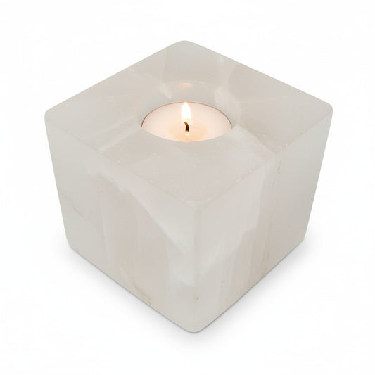 Selenite Cube Candle Holders