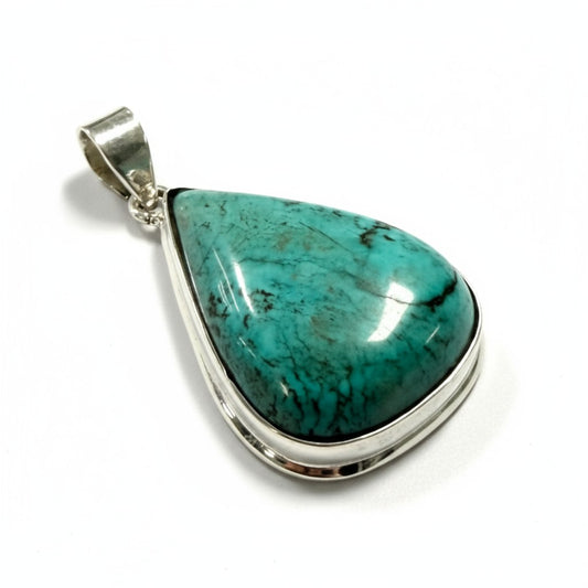 Turquoise Teardrop Silver Pendant