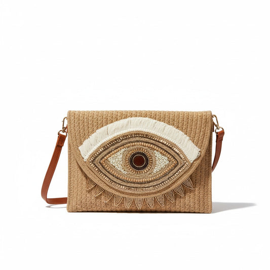 Evil Eye Straw Bag