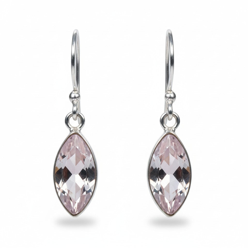 Rose Quartz Diamond Shape Earrings