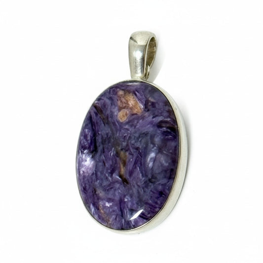 Charoite Oval Pendant Silver