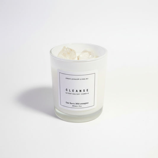 CLEANSE Intention Soy Candle - Clear Quartz / Wild Lemongrass