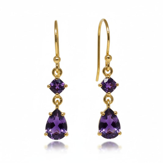 Amethyst Gold Earrings - Persian Goddess