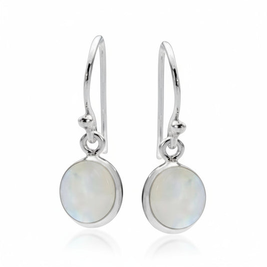 Moonstone Round Earrings in Silver