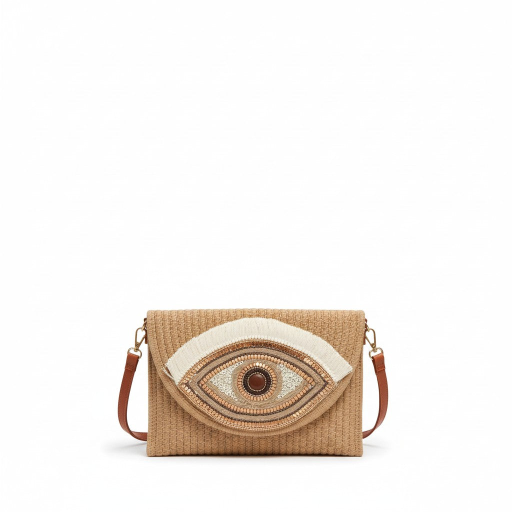 Evil Eye Straw Bag