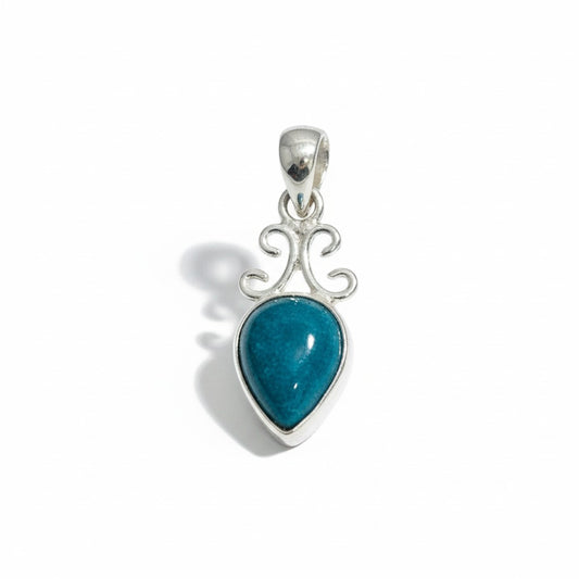 Chrysocolla Teardrop Pendant Silver