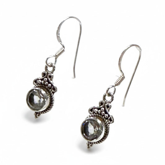 Clear Quartz Earrings "Bali Goddess" In Silver