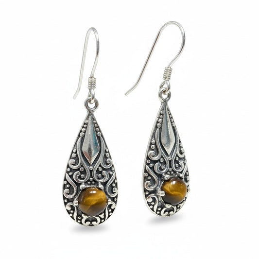 Tiger Eye Earrings Silver