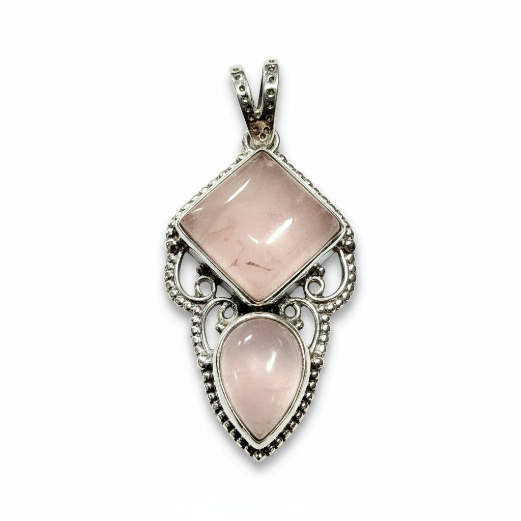 Rose Quartz Isis Silver Pendant