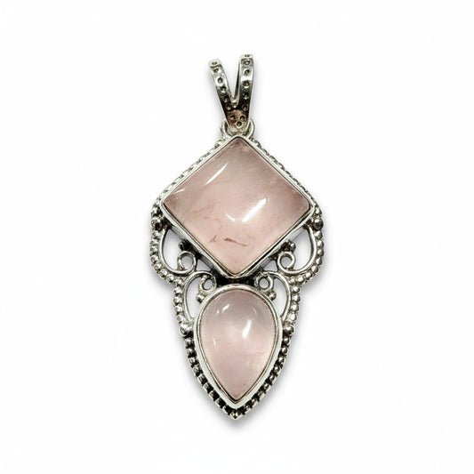 Rose Quartz Isis Silver Pendant