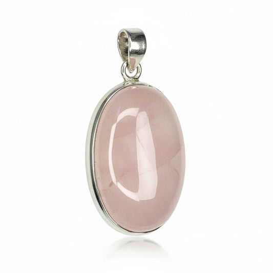 Rose Quartz Oval Silver Pendant