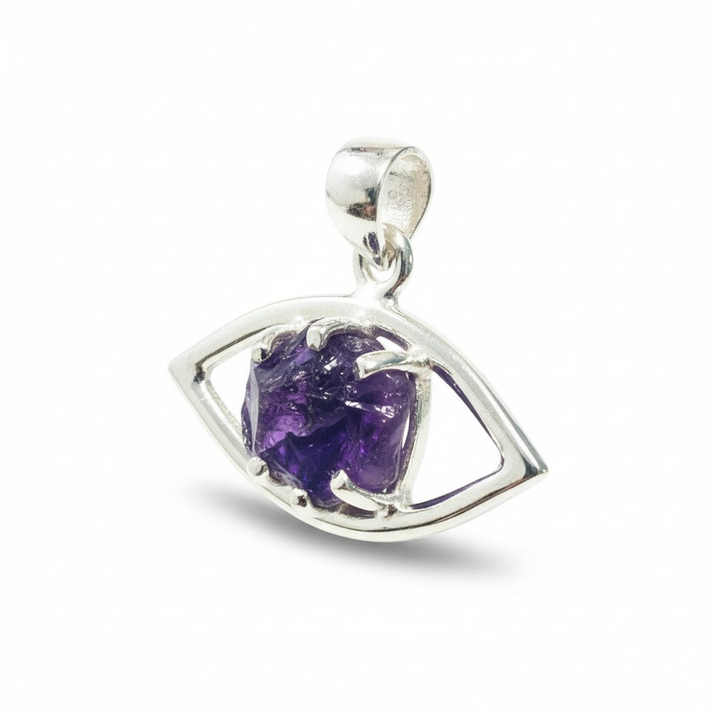 Amethyst All Seeing Eye Claw set in Sliver