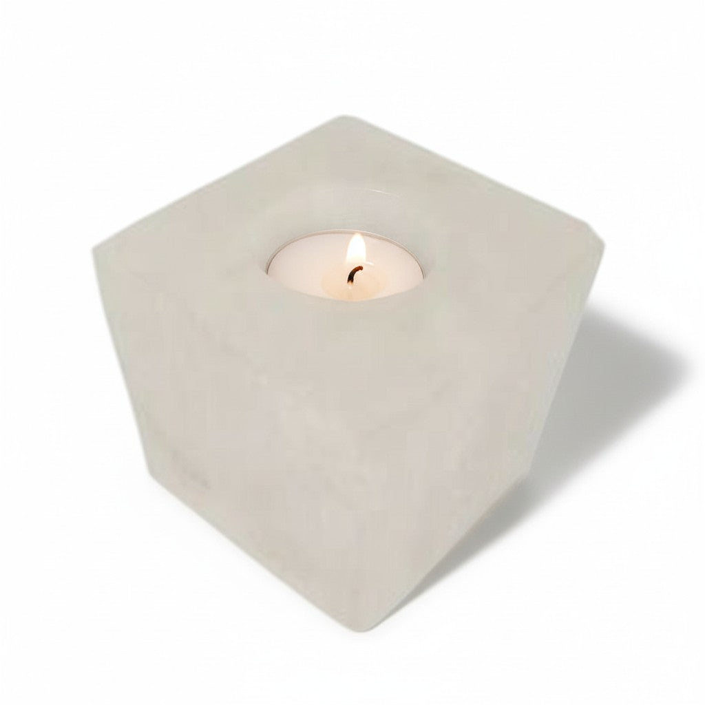 Selenite Cube Candle Holders
