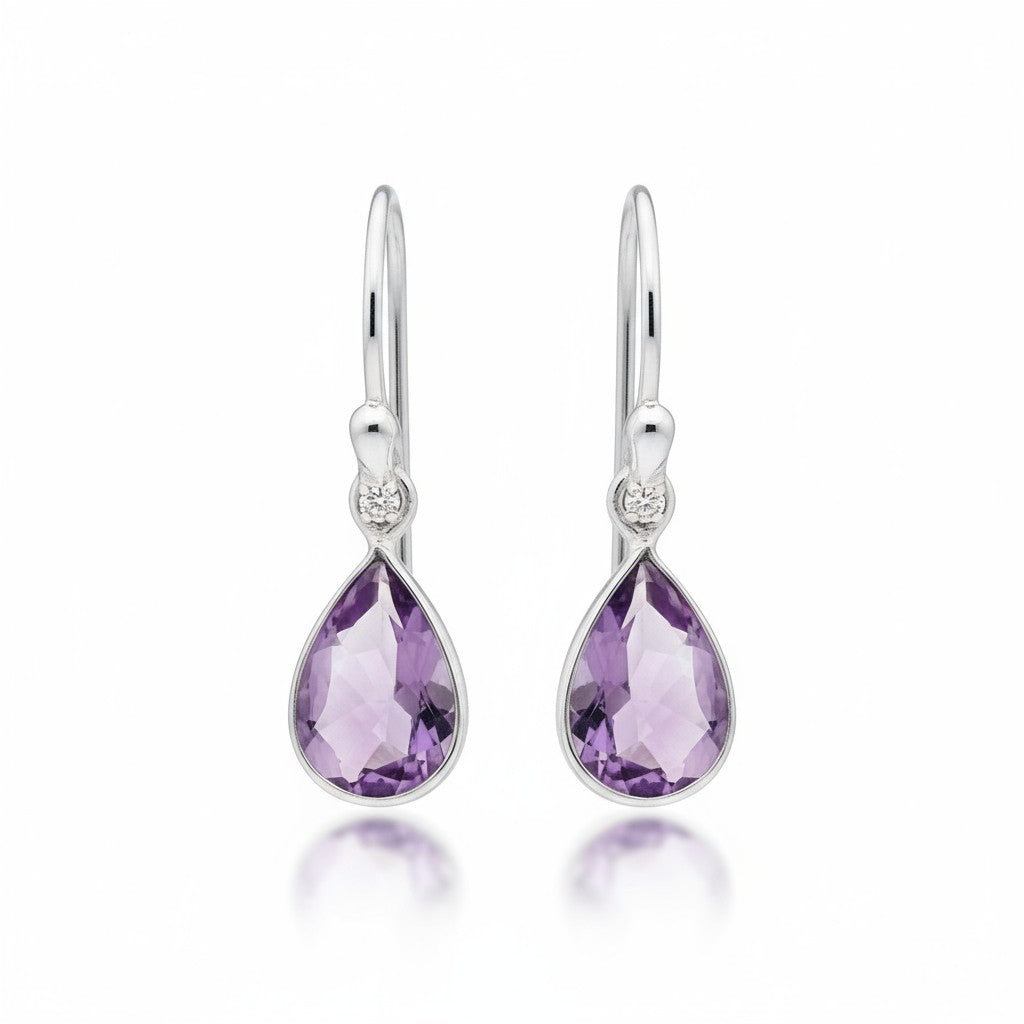 Amethyst Faceted Earring in Silver
