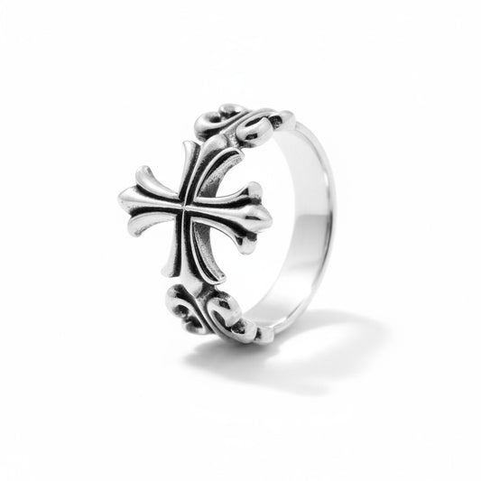 Gothic Cross Men's Ring in Silver